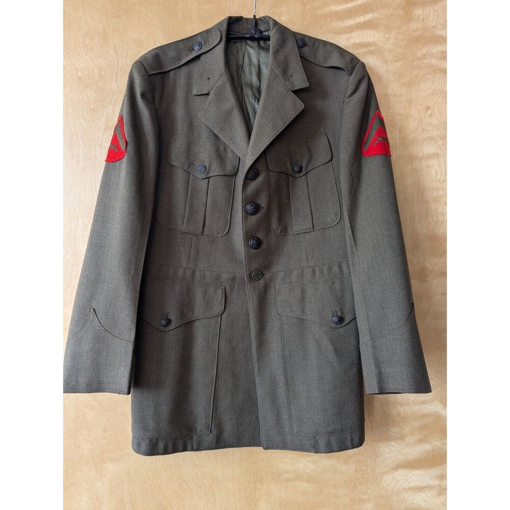 US Marine Corps Enlisted Service Alpha Dress Jacket Olive Green 1968 Wool